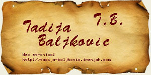 Tadija Baljković vizit kartica